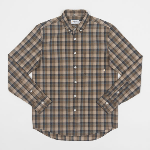 Beige Patrick Long Sleeve Checked Shirt