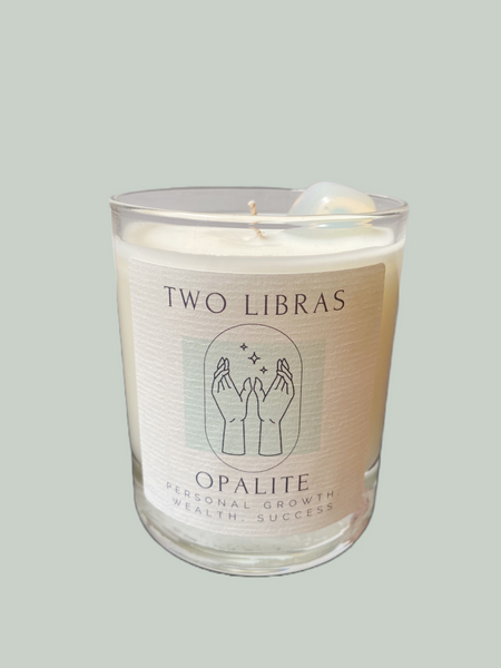 TWO LIBRAS Opalite Crystal Intention Candle