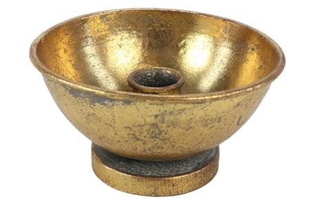 Green And Bloom Candle Holder Bowl - Gold