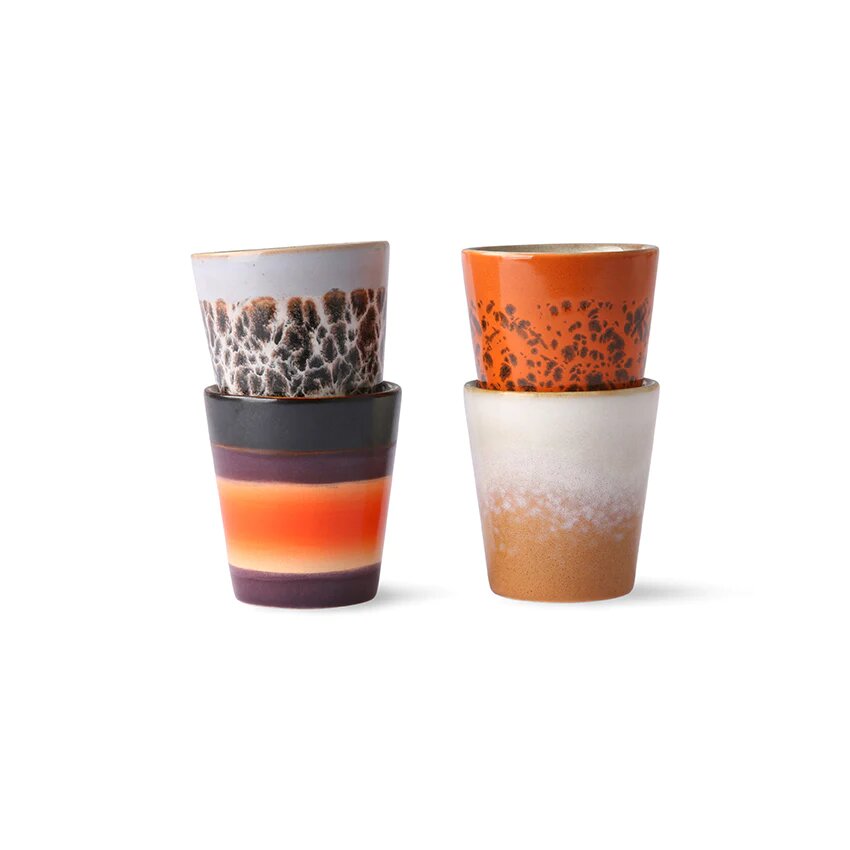 HK Living Set of 4 Ristretto Mugs - 70s Ceramics