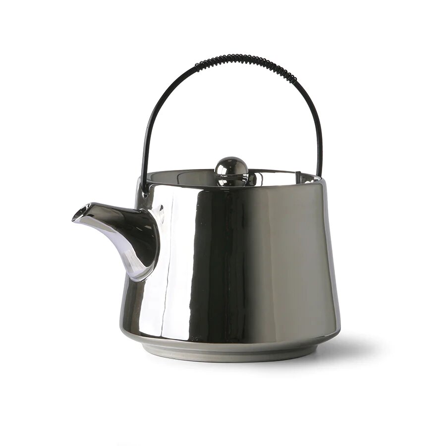 HK Living Tea Pot Silver - Bold & Basics Ceramics