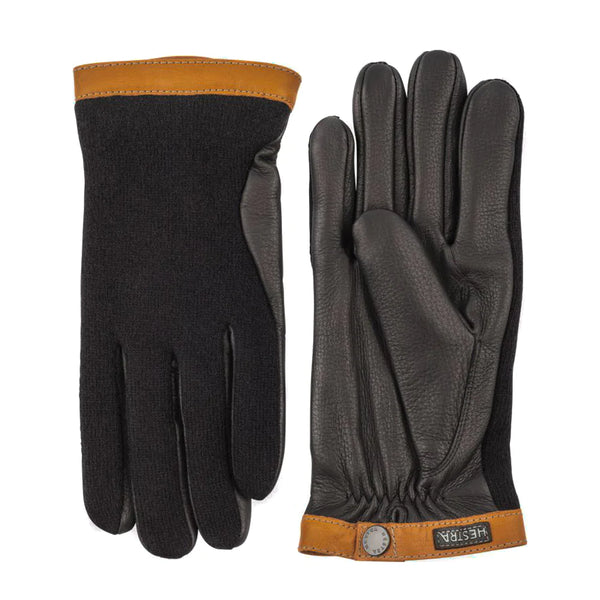Deerskin Wool Tricot Gloves - Black/black