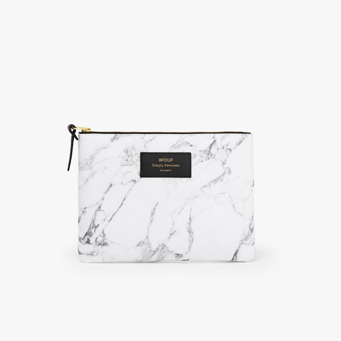 Wouf White Marble Large Pouch Bag