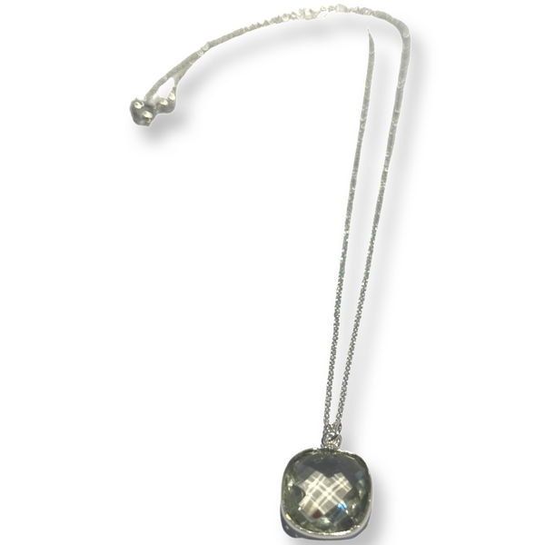 Siren Silver Single Grey Crystal Necklace With Silver Chain