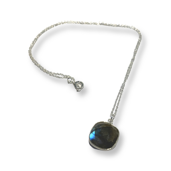 Siren Silver Single Petrol Blue Crystal Necklace With Silver Chain
