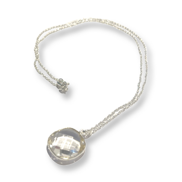 Siren Silver Single Clear Crystal Necklace With Silver Chain