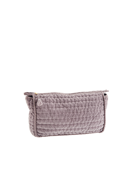 Large Dusty Lilac Quilted Velvet Toilet Bag