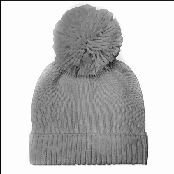 Bobble Cashmere Hat Grey