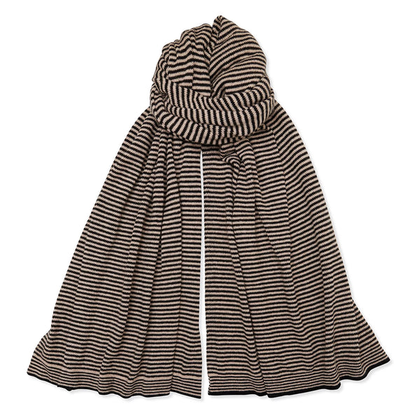 Cashmere Stripe Scarf Black/camel