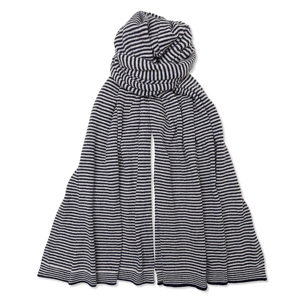 Cashmere Stripe Scarf Navy/white