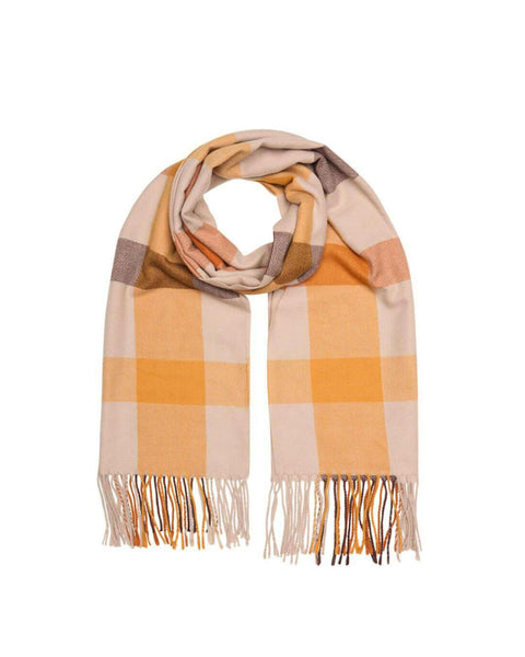 Yvonna Orange Check Scarf