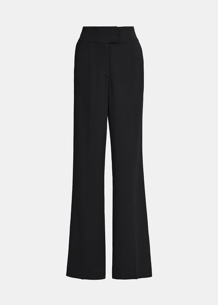 Black Viscose-satin Straight-leg Pants