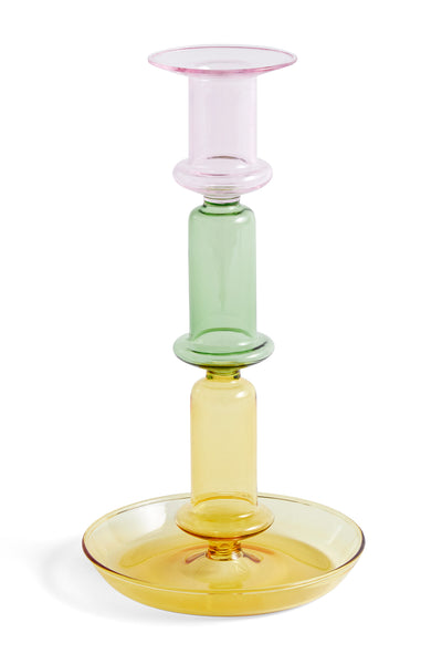HAY Flare Tall Glass Candle Holder - Rainbow