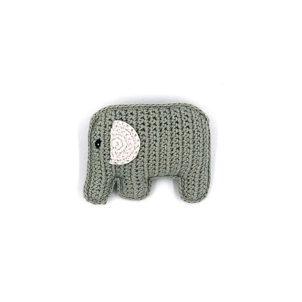 Lark London Pebble Knitted Elephant Rattle Teal