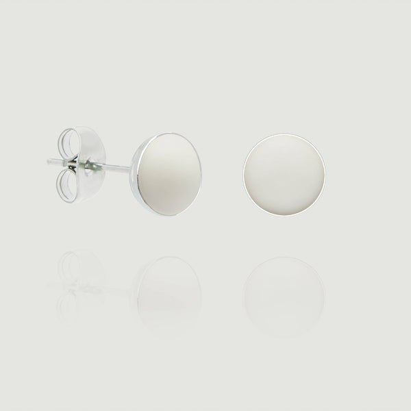 White Sterling Silver and Concrete Stud Earrings