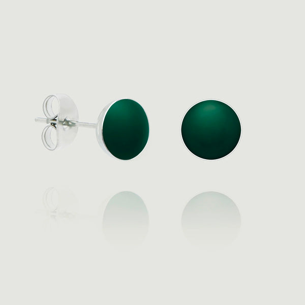 Green Sterling Silver and Concrete Stud Earrings