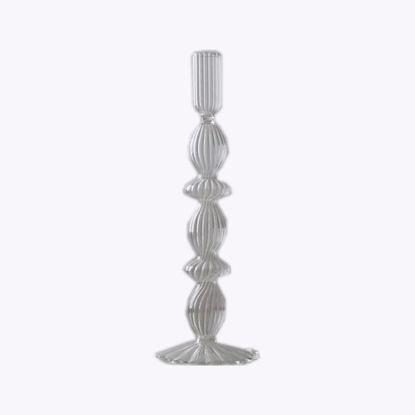 IVORE.GROUP Clear Glass Lace Taper Candlestick Holder