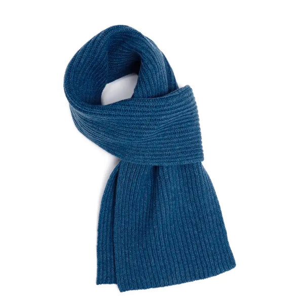 Denim Blue Lambswool Fisherman’s Rib Scarf