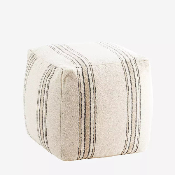 Woven Striped Cotton Pouffe