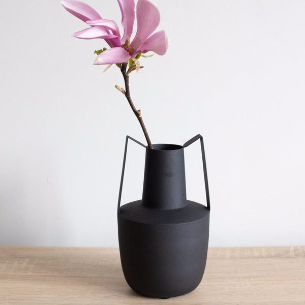 Bloomingville Black Metal Urn Vase