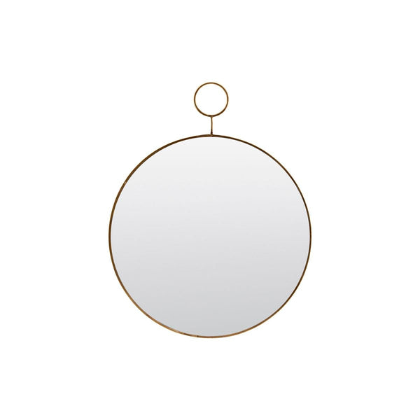 House Doctor Brass Framed Round Mirror - Medium