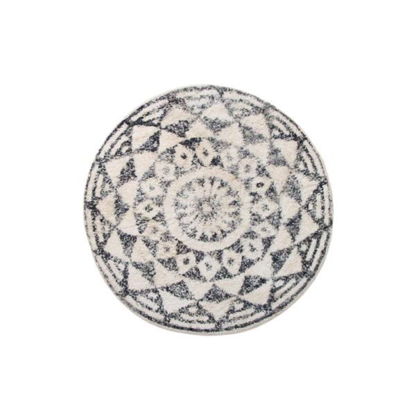 Round Cotton Geometric Bathmat