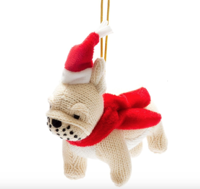 Best Years KNITTED BULLDOG CHRISTMAS TREE DECORATION