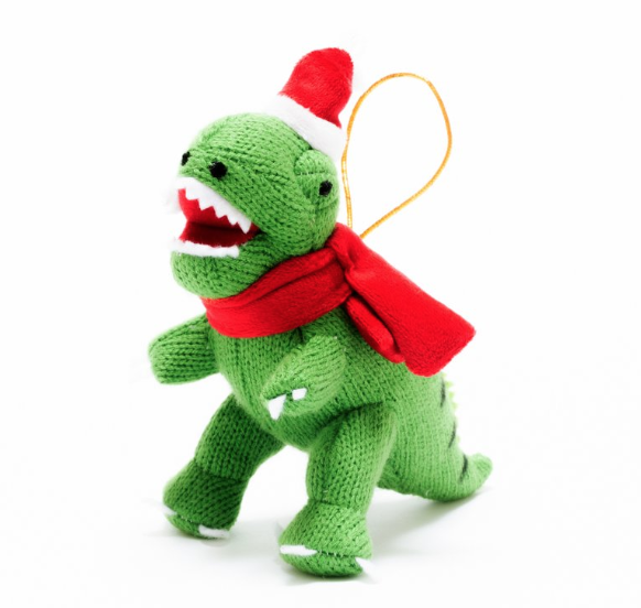 Best Years KNITTED GREEN T REX DINOSAUR XMAS DECORATION