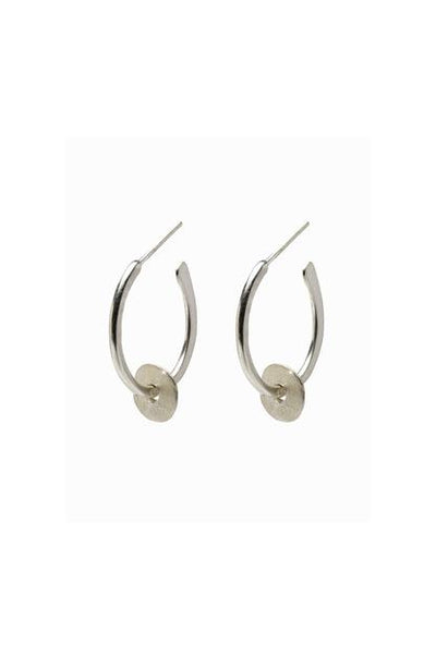 Silver Tolvan Charm Hoop Studs