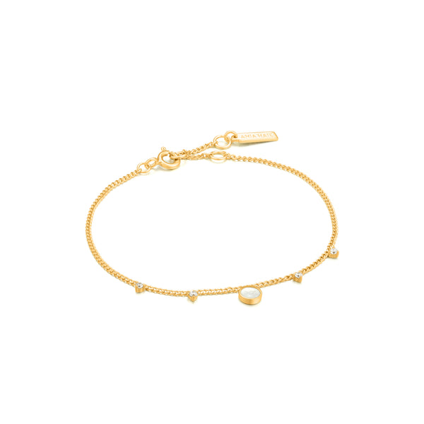 Ania Haie Gold Mother Of Pearl Drop Disc Bracelet