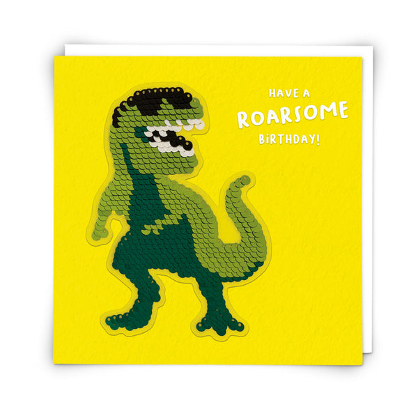 T-rex Sequin Greetings Card