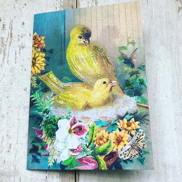 Hand-glittered Collage Card