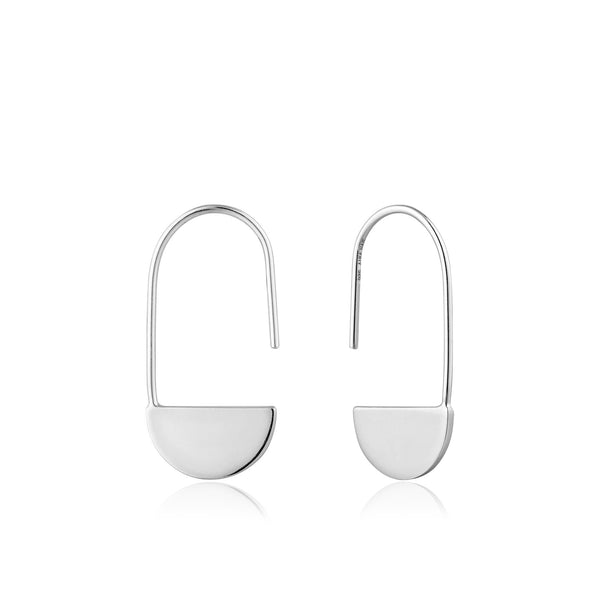 Ania Haie Geometry Semi Drop Silver Earrings