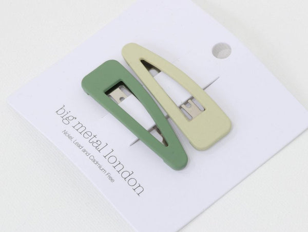 Simona Pair Of Pistachio And Olive Hair-clips