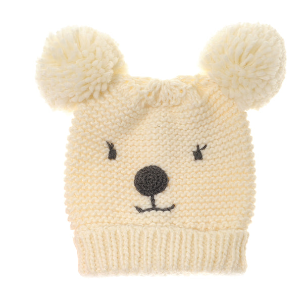 Cream Bear Bobble Hat