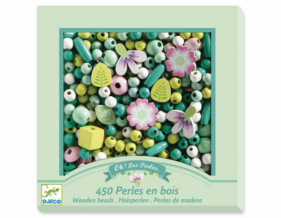 Djeco  Wooden Beads - Flowers And Foliage
