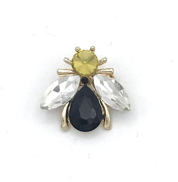 SIXTON LONDON Luna Bee Pin Brooch In Black And Amber