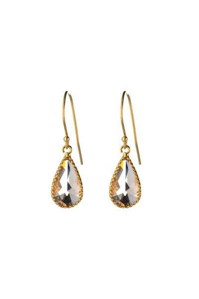 One & Eight Blush Glass Charm Gold Drop Earrings
