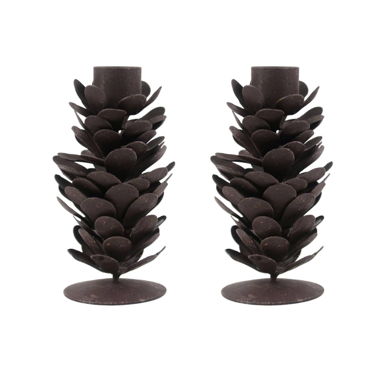 Terrace and Garden Set of 2 Pine Cone Candleholders - Large