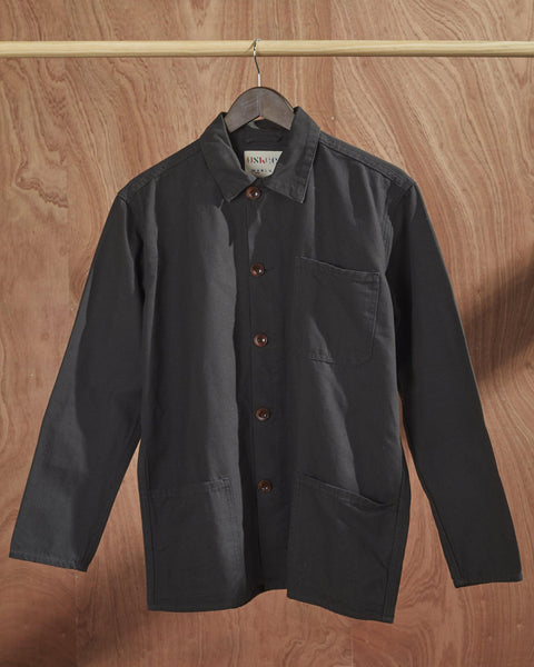 Men's Organic Buttoned Overshirt - Faded Black