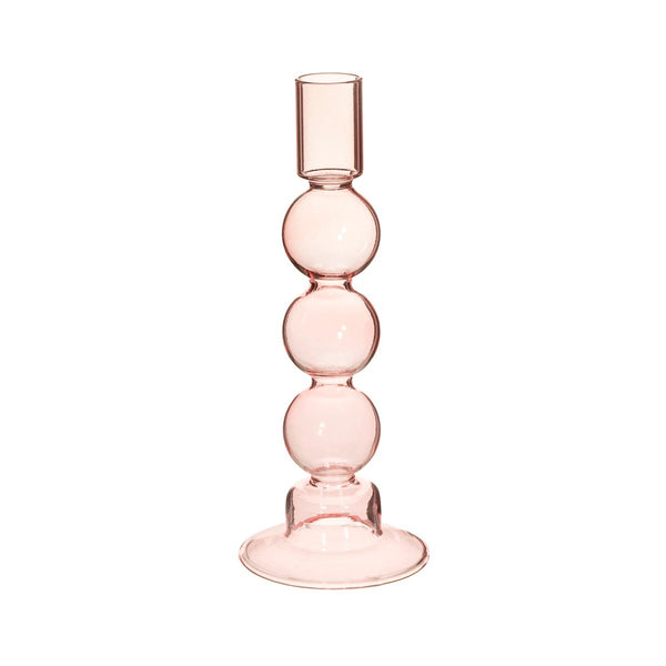 Bubble Glass Candleholder - Pink