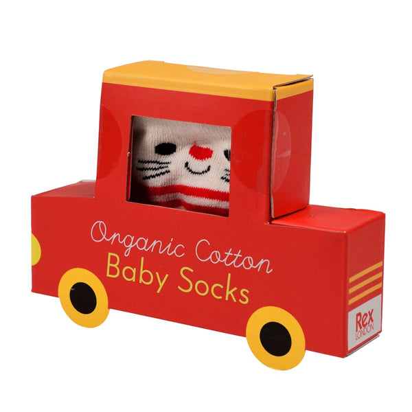 Red Cat Baby Socks (one Pair)