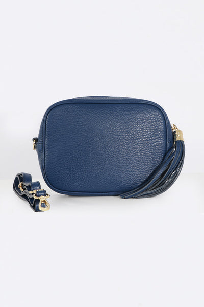 Navy Blue Italian Leather Camera Bag