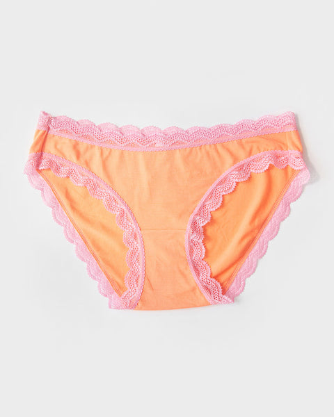 Stripe and Stare Neon Candy Knicker - Mango/ Candy Floss