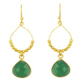 Ashiana Bay Reef Drop Earrings In Gold - Dark Green Jade