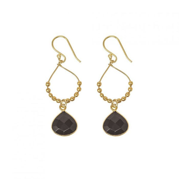 Ashiana Bay Reef Drop Earrings In Gold - Black Onyx