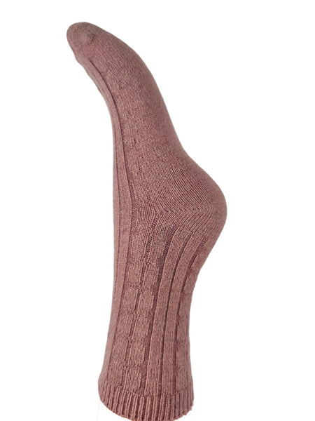 Joya Pink Ribbed Ladies Wool Blend Socks