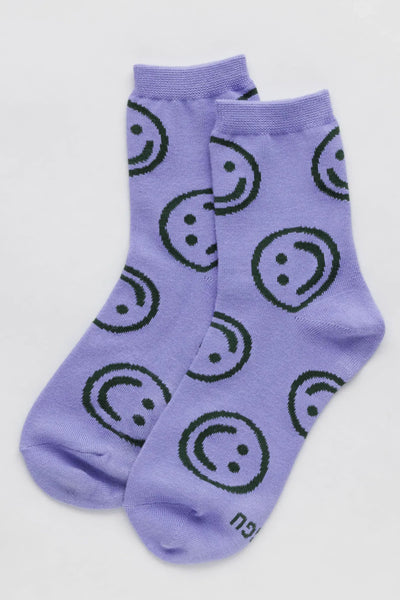 Baggu Lavender Happy Crew Socks