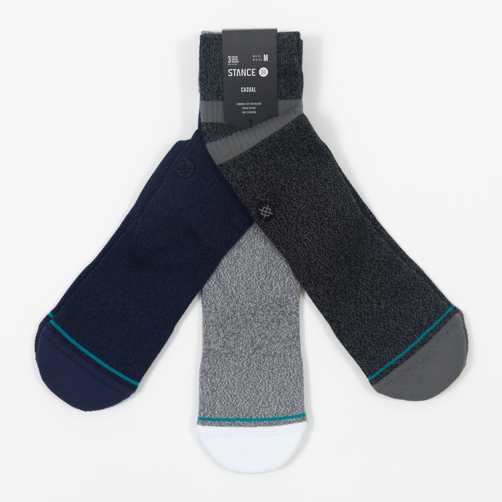 The Joven 3 Pack Socks in Grey Black & Navy