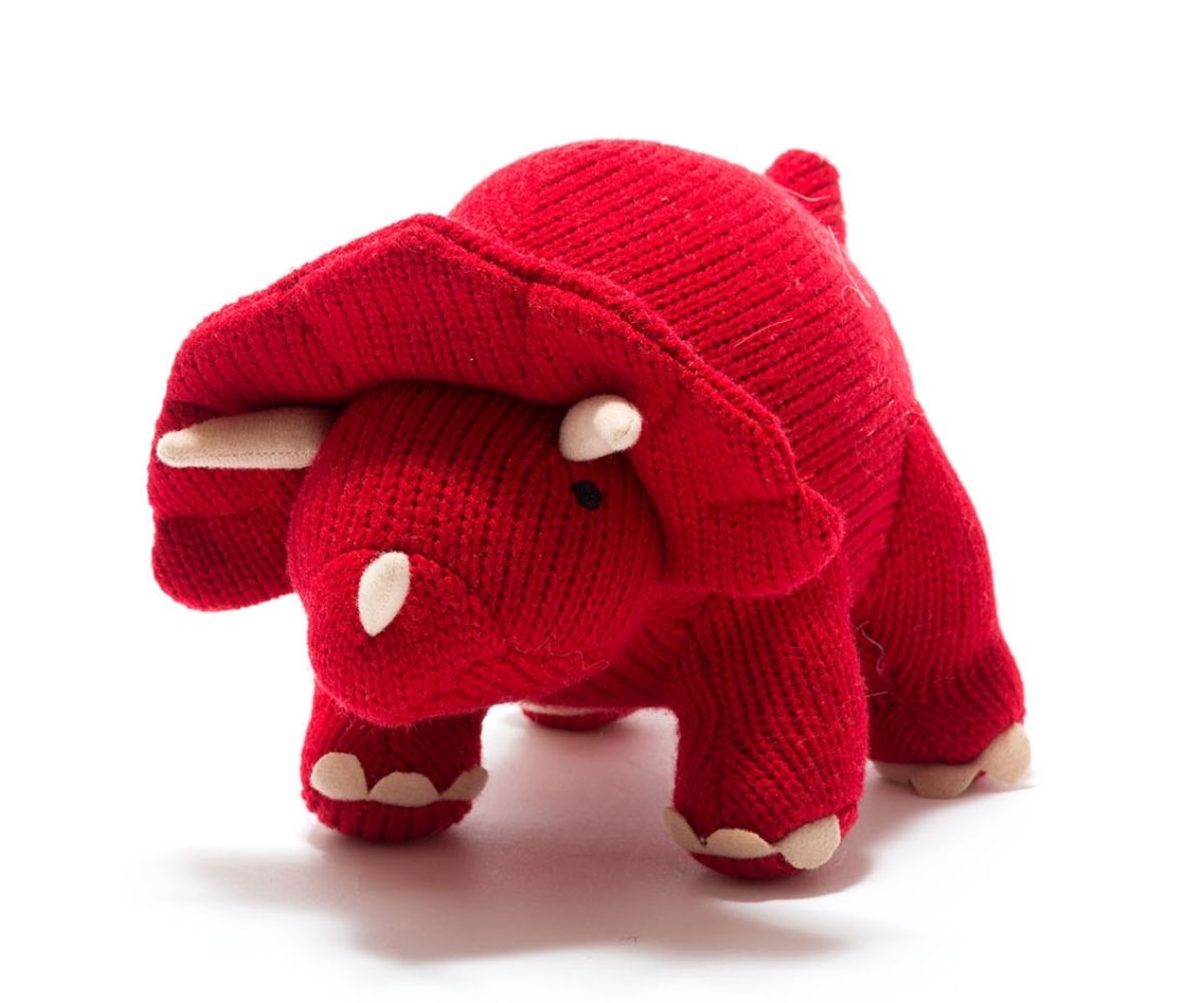 Best Years Triceratops Knitted Dinosaur Soft Toy Red